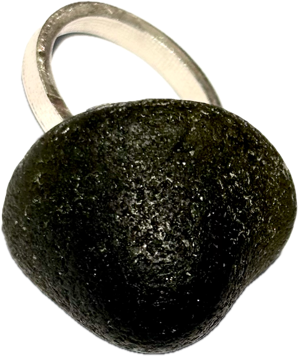 Bague, verre dépoli, argent 925